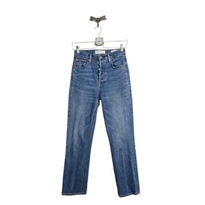 Aritzia Denim Forum The Arlo High Rise Straight Blue Jean 25×28